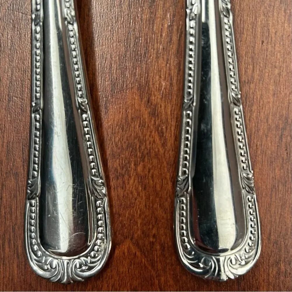 Waterford Russborough Stainless Steel Serving Spoon and Fork Silverware Set